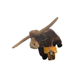 Vintage Russ Berrie Plush TEX Longhorn Brown Stuffed Animal Toy 9" Steer NWT